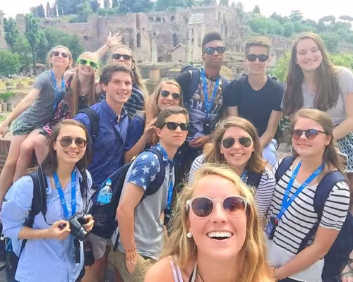 Students enjoying Pompeii.