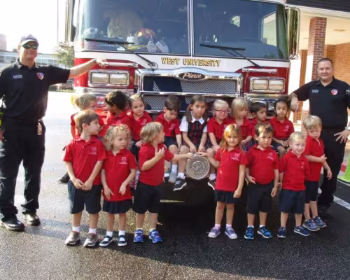West U Fire Department visits St Mark's Episcopal School