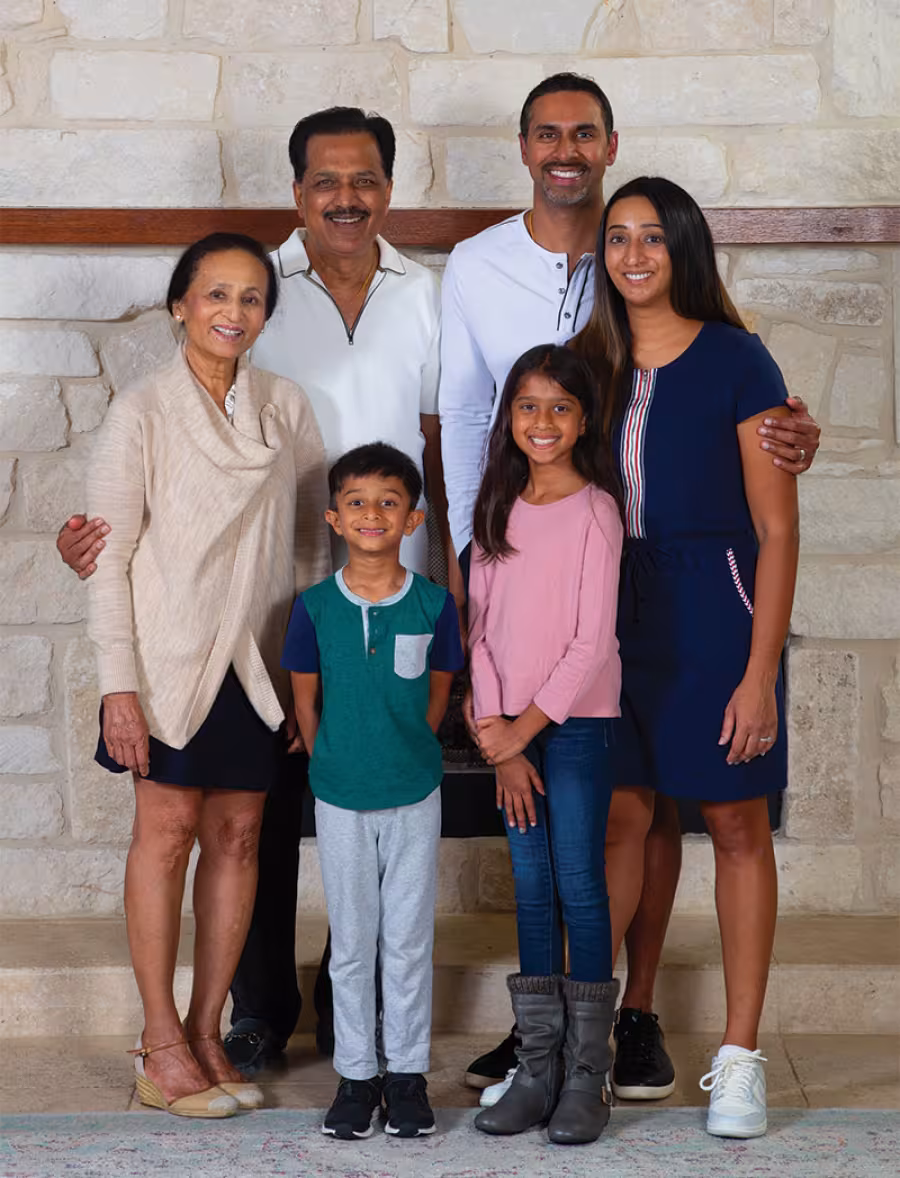 Raijini and Rama Iyer, Karthik, Arti, Ahayli, and Kasen Jonna